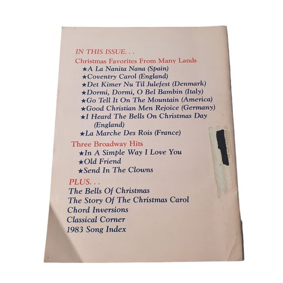 Sheet Music Magazine December 1983 Piano Guitar Easy Listening Christmas - Picture 2 of 2